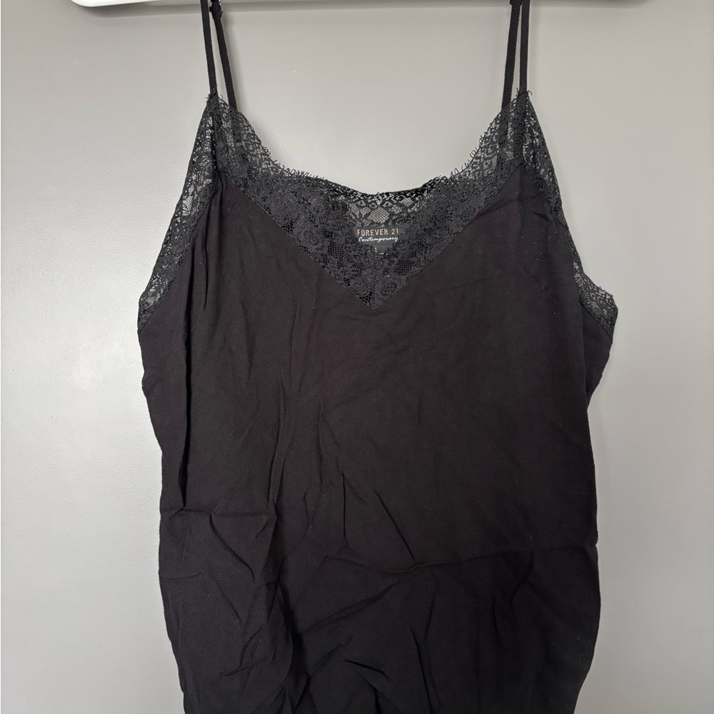 OBO accepted! Forever 21 Black Lace V-Neck Tank Top